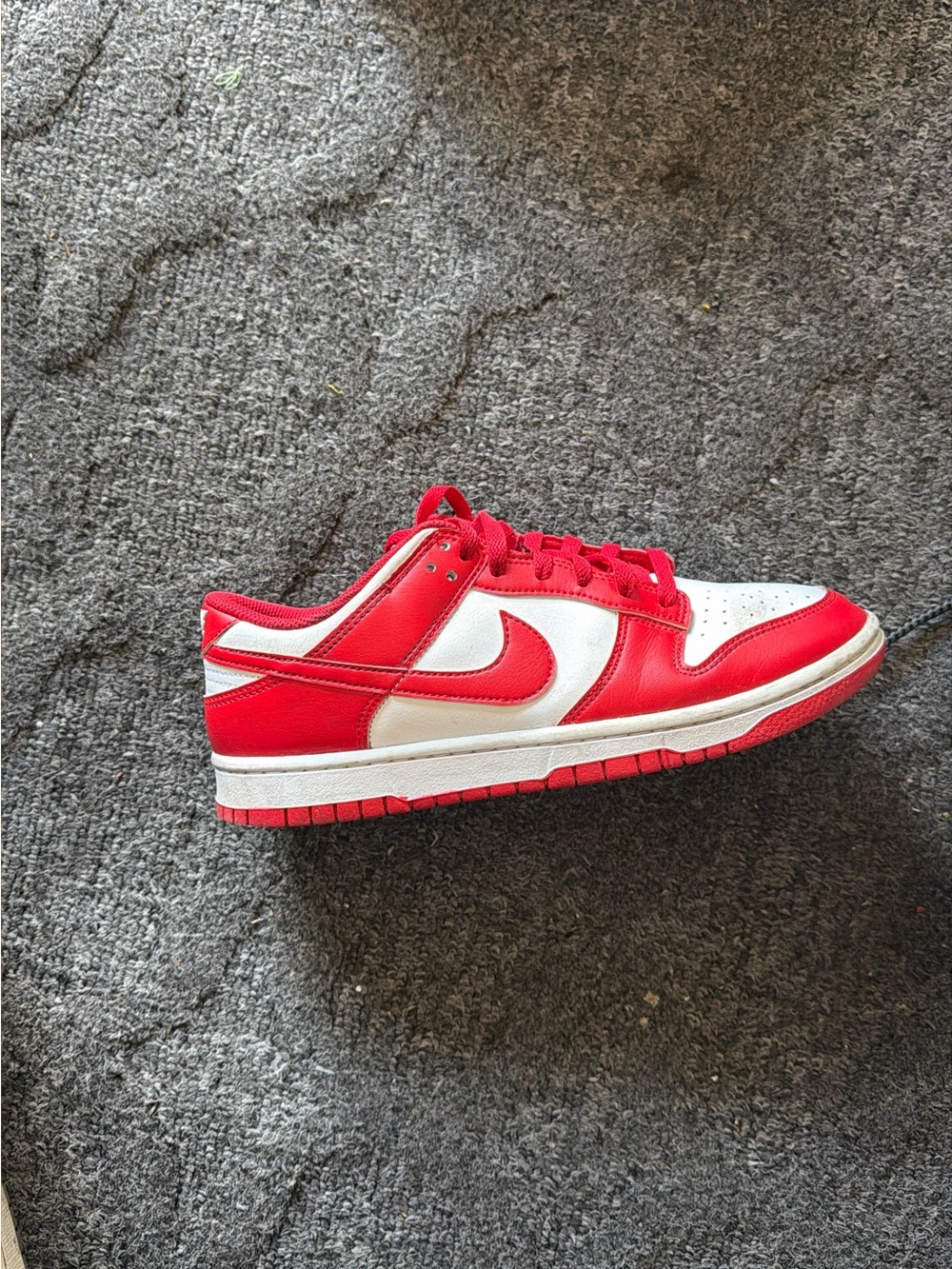 Nike Kids Red and White Low-Top Sneakers with Swoosh